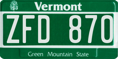VT license plate ZFD870