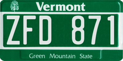 VT license plate ZFD871