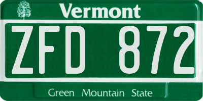 VT license plate ZFD872