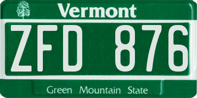 VT license plate ZFD876