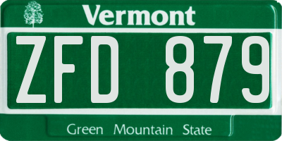VT license plate ZFD879