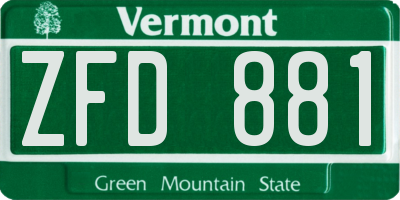 VT license plate ZFD881