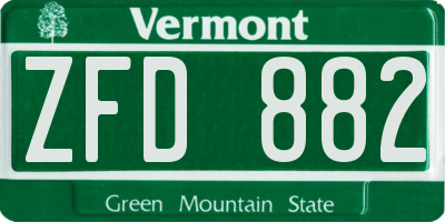 VT license plate ZFD882