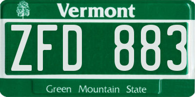 VT license plate ZFD883