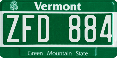 VT license plate ZFD884