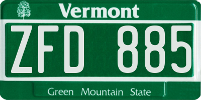 VT license plate ZFD885