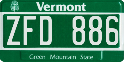 VT license plate ZFD886