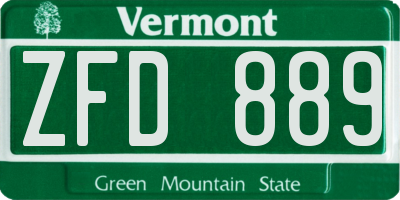 VT license plate ZFD889