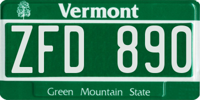 VT license plate ZFD890