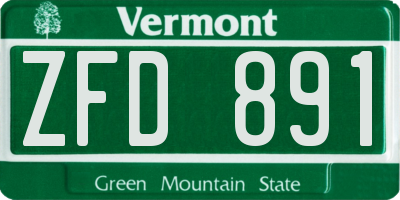 VT license plate ZFD891