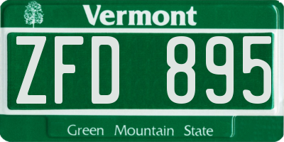 VT license plate ZFD895