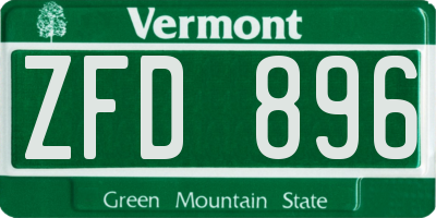 VT license plate ZFD896