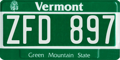 VT license plate ZFD897
