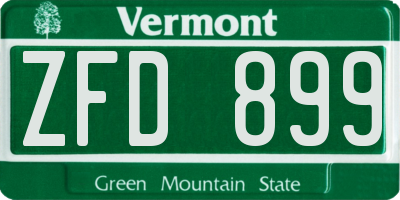 VT license plate ZFD899
