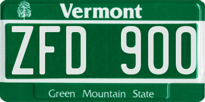 VT license plate ZFD900