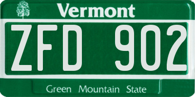 VT license plate ZFD902