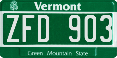 VT license plate ZFD903