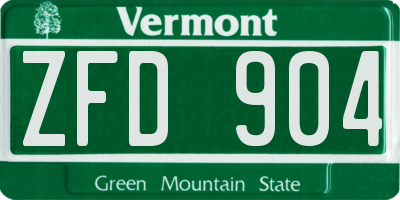 VT license plate ZFD904