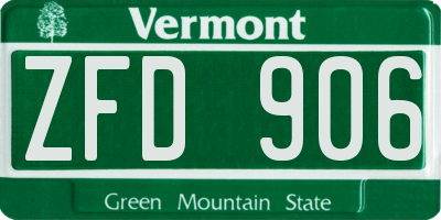 VT license plate ZFD906