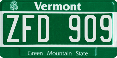 VT license plate ZFD909