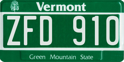 VT license plate ZFD910