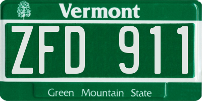 VT license plate ZFD911