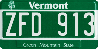VT license plate ZFD913