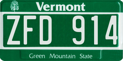 VT license plate ZFD914