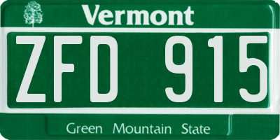 VT license plate ZFD915