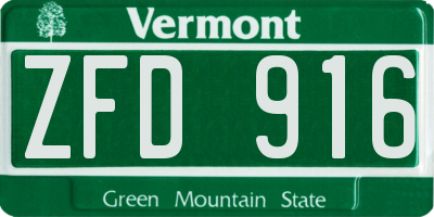 VT license plate ZFD916