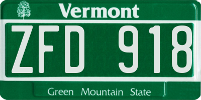 VT license plate ZFD918
