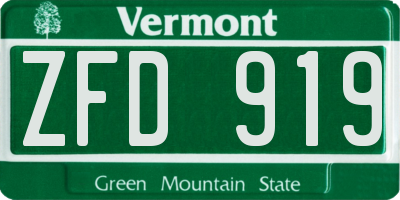 VT license plate ZFD919