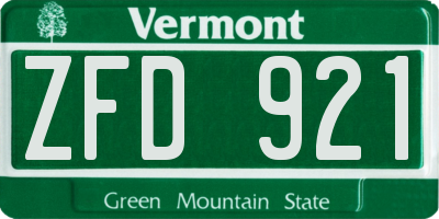 VT license plate ZFD921