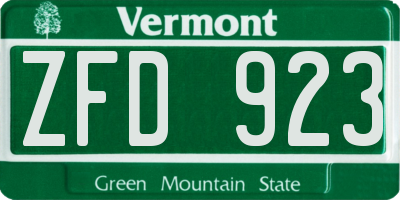 VT license plate ZFD923