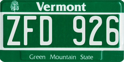 VT license plate ZFD926