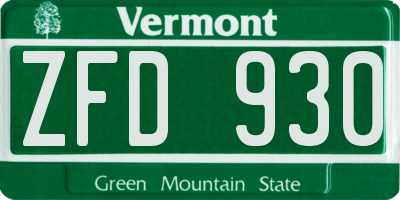 VT license plate ZFD930