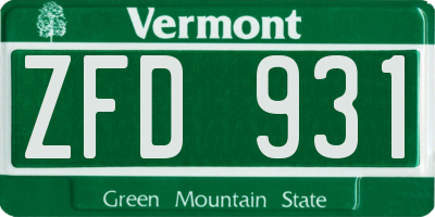 VT license plate ZFD931