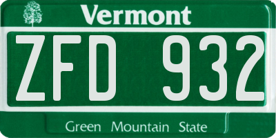 VT license plate ZFD932