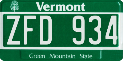 VT license plate ZFD934