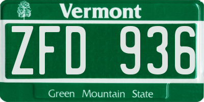 VT license plate ZFD936