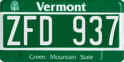VT license plate ZFD937