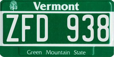 VT license plate ZFD938