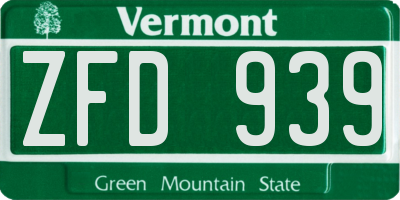 VT license plate ZFD939