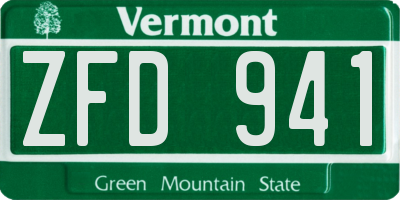 VT license plate ZFD941