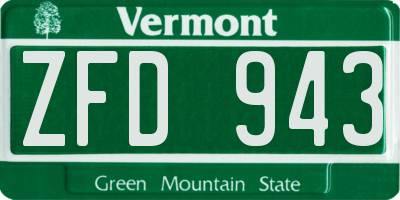 VT license plate ZFD943