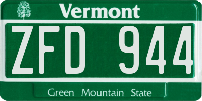 VT license plate ZFD944