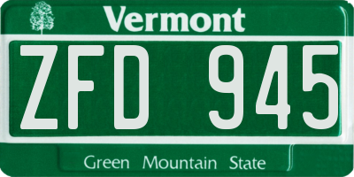 VT license plate ZFD945