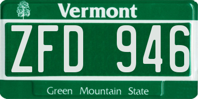 VT license plate ZFD946