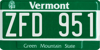 VT license plate ZFD951
