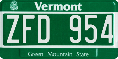 VT license plate ZFD954